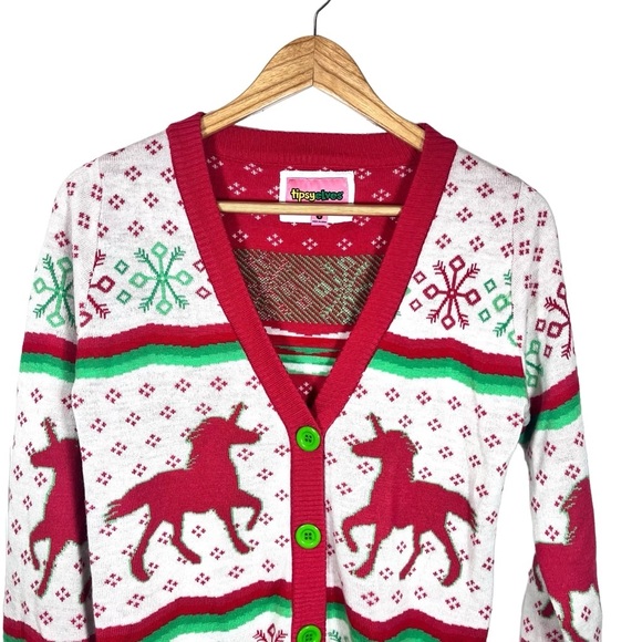 Tipsy Elves Christmicorn Cardigan Button Down Sweater 
Size Small - Picture 6 of 10